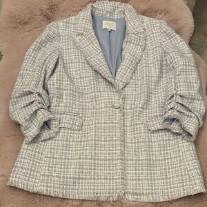 NWOT MAISON D’Amelie  Light Blue Plaid Blazer